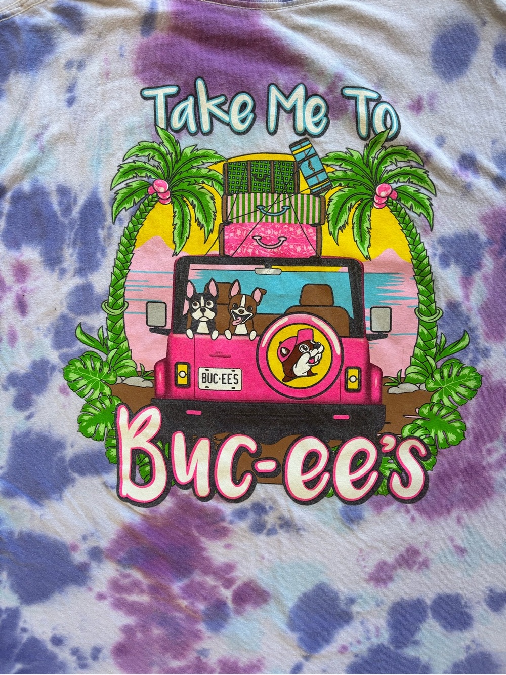 Buc-ee's Tie-Dye Short Sleeve Tee - Purple & Pink Graphic - Picture 4 of 6